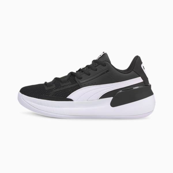 Adidasi Baschet Puma Clyde Hardwood Team Youth Baieti Negrii Albi | PM452JNP