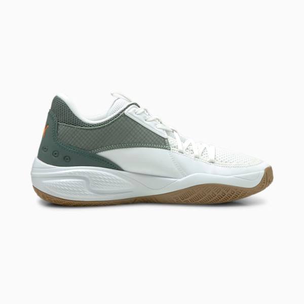 Adidasi Baschet Puma Court Rider Pop Barbati Albi Portocalii | PM610OYR