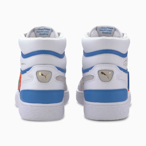 Adidasi Baschet Puma Ralph Sampson Mid-High Badges Dama Albi Gri Albastri | PM107TBD