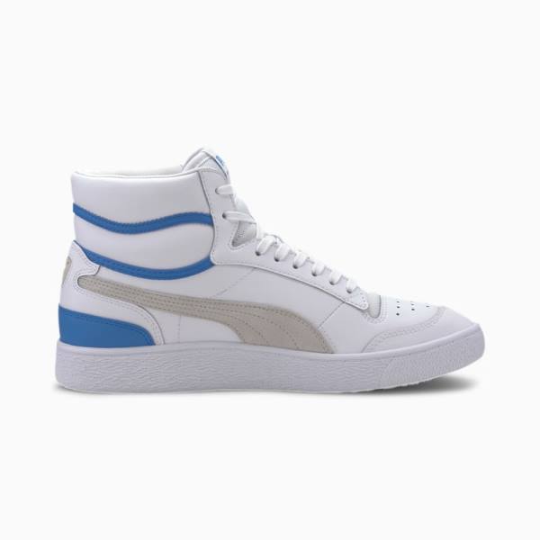 Adidasi Baschet Puma Ralph Sampson Mid-High Badges Dama Albi Gri Albastri | PM107TBD