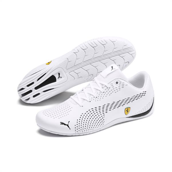 Adidasi Moto Puma Ferrari Drift Cat 5 Ultra II Dama Albi Negrii | PM697KAW