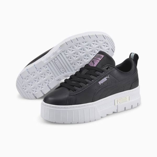 Adidași Puma Mayze Piele Iridescent Dama Negrii Albi | PM216SIG