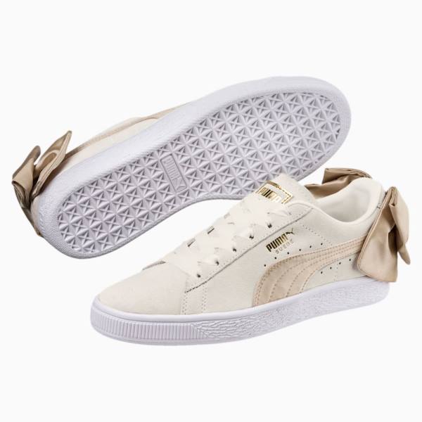 Adidași Puma Suede Bow Varsity Dama Bej Aurii | PM812LCK