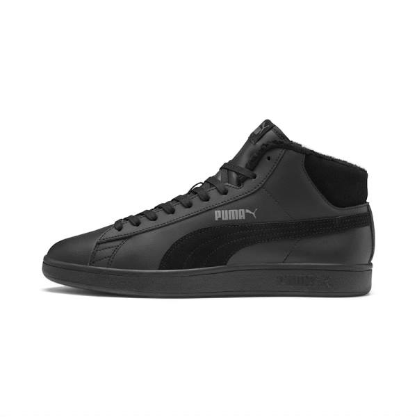 Ghete De Iarna Puma Smash v2 Mid-High Winterized Piele High Tops Barbati Negrii Gri | PM579GQU