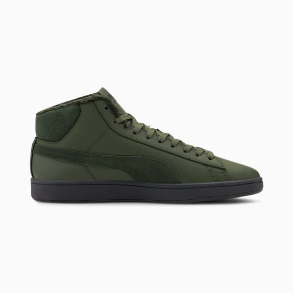 Ghete De Iarna Puma Smash v2 Mid-High Winterized Piele High Tops Barbati Verzi Albastri Gri | PM638ZBK