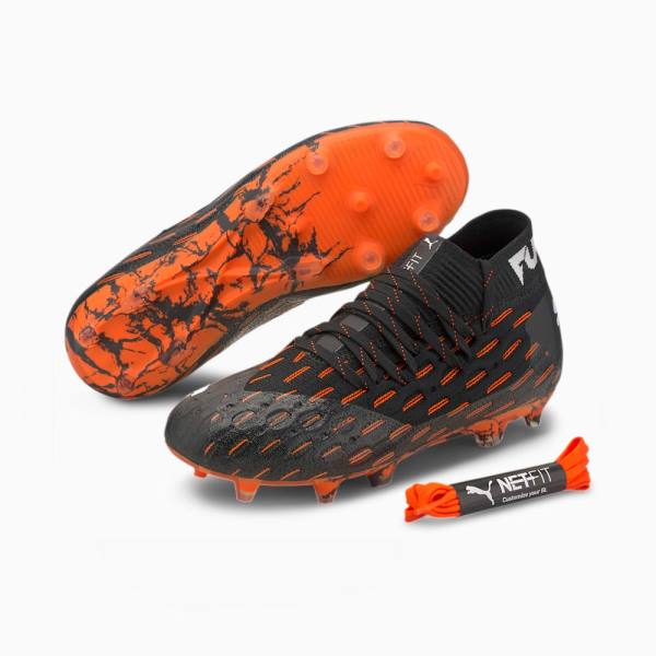 Ghete Fotbal Puma Future 6.1 NETFIT FG/AG Youth Baieti Negrii Albi Portocalii | PM361HAT