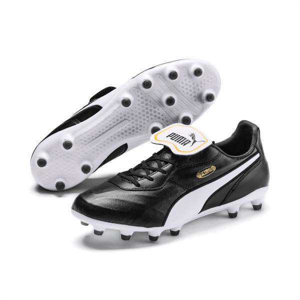 Ghete Fotbal Puma KING Top FG Barbati Negrii Albi | PM528VMD