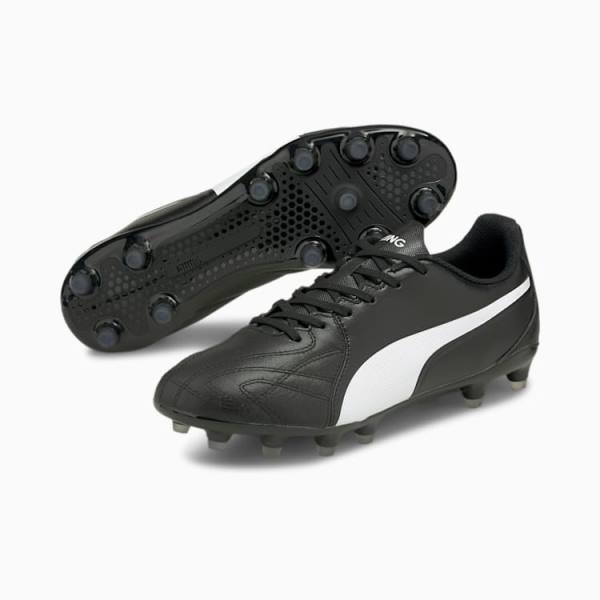 Ghete Fotbal Puma King Hero 21 FG Barbati Negrii Albi | PM765OJP