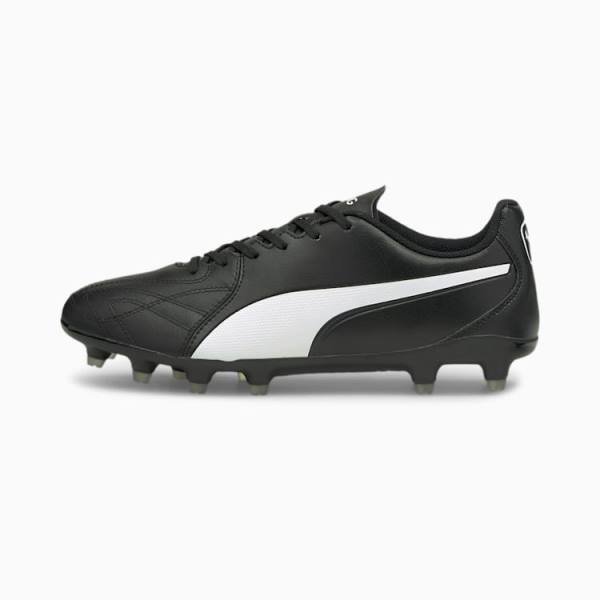 Ghete Fotbal Puma King Hero 21 FG Barbati Negrii Albi | PM765OJP