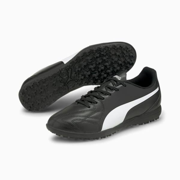 Ghete Fotbal Puma King Hero 21 TT Barbati Negrii Albi | PM581RWB