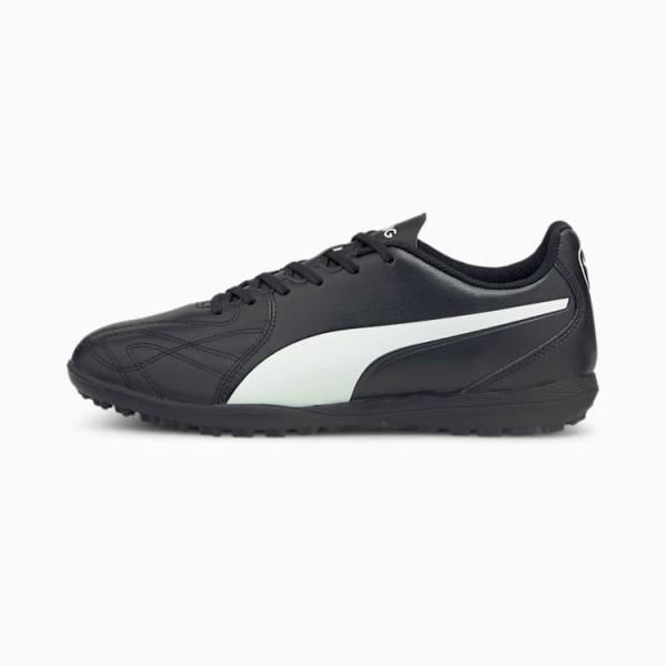 Ghete Fotbal Puma King Hero 21 TT Barbati Negrii Albi | PM581RWB