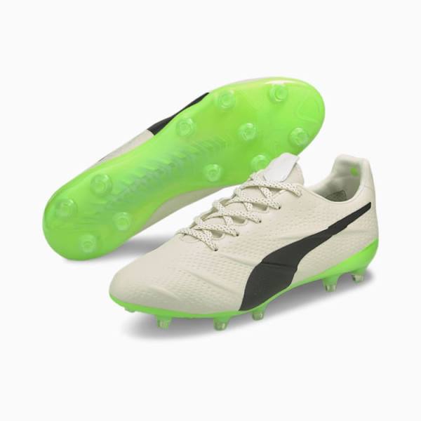 Ghete Fotbal Puma King Platinum 21 VGN FG/AG Barbati Albi Negrii Verzi | PM325ZHO