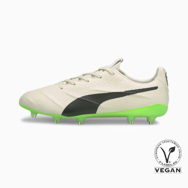 Ghete Fotbal Puma King Platinum 21 VGN FG/AG Barbati Albi Negrii Verzi | PM325ZHO