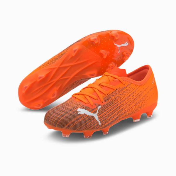 Ghete Fotbal Puma ULTRA 2.1 FG/AG Youth Baieti Portocalii Negrii | PM426USJ