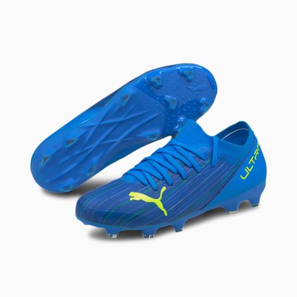 Ghete Fotbal Puma ULTRA 3.2 FG/AG Youth Baieti Albastri Galbeni | PM894DEU