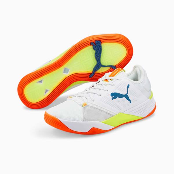 Pantofi Handbal Puma Accelerate Turbo Nitro Barbati Albi Albastri Galbeni Portocalii | PM962CXP