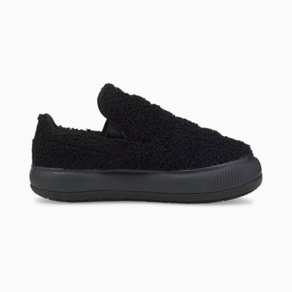 Sandale Puma Suede Mayu Slip-On Teddy Dama Negrii | PM160TYN