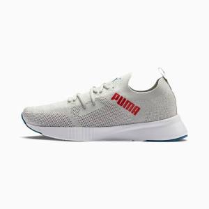 Adidasi Alergare Puma Flyer Runner Engineered Knit Barbati Gri Albi Rosii | PM274ZFN