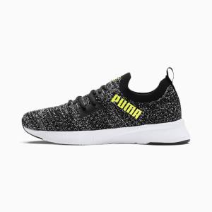 Adidasi Alergare Puma Flyer Runner Engineered Knit Barbati Negrii Albi Galbeni | PM948KXU