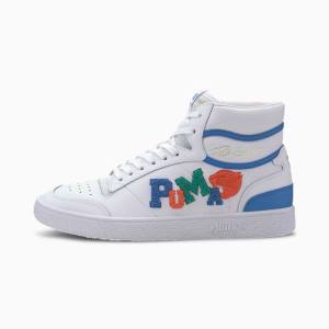 Adidași Puma Ralph Sampson Mid-High Badges Dama Albi Gri Albastri | PM498TPS