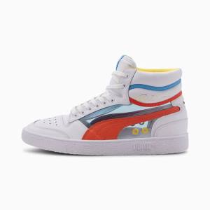 Adidași Puma Ralph Sampson Mid-High Glass Dama Albi Corai Albastri | PM738FXP