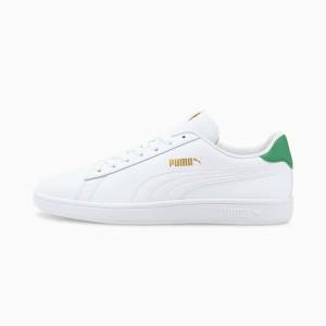 Adidași Puma Smash v2 Piele Barbati Albi Verzi Aurii | PM352IGR