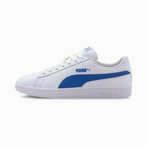 Adidași Puma Smash v2 Piele Dama Albi Albastri | PM490SMO