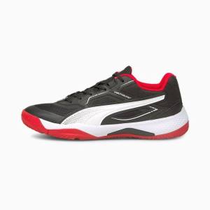 Pantofi Handbal Puma Solarstrike Indoor Sports Barbati Negrii Rosii Albi | PM269CBR