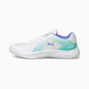 Pantofi Handbal Puma Varion Indoor Sports Barbati Albi Turcoaz Deschis Violet | PM129IDZ